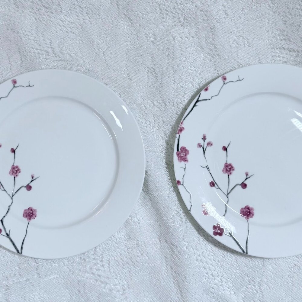 ROSCHER & Co Cherry Blossom Pink Flowers Bone China Salad Plate- Set of 2